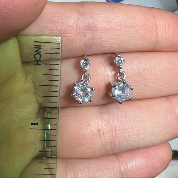 Sterling Silver Simple Elegant Drop Earrings - Picture 3 of 3